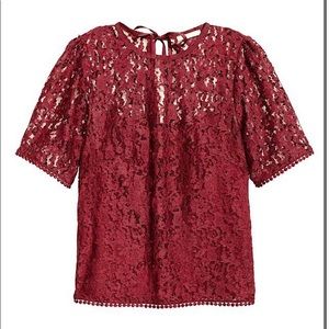 NWOT H&M Burgundy Lace Top